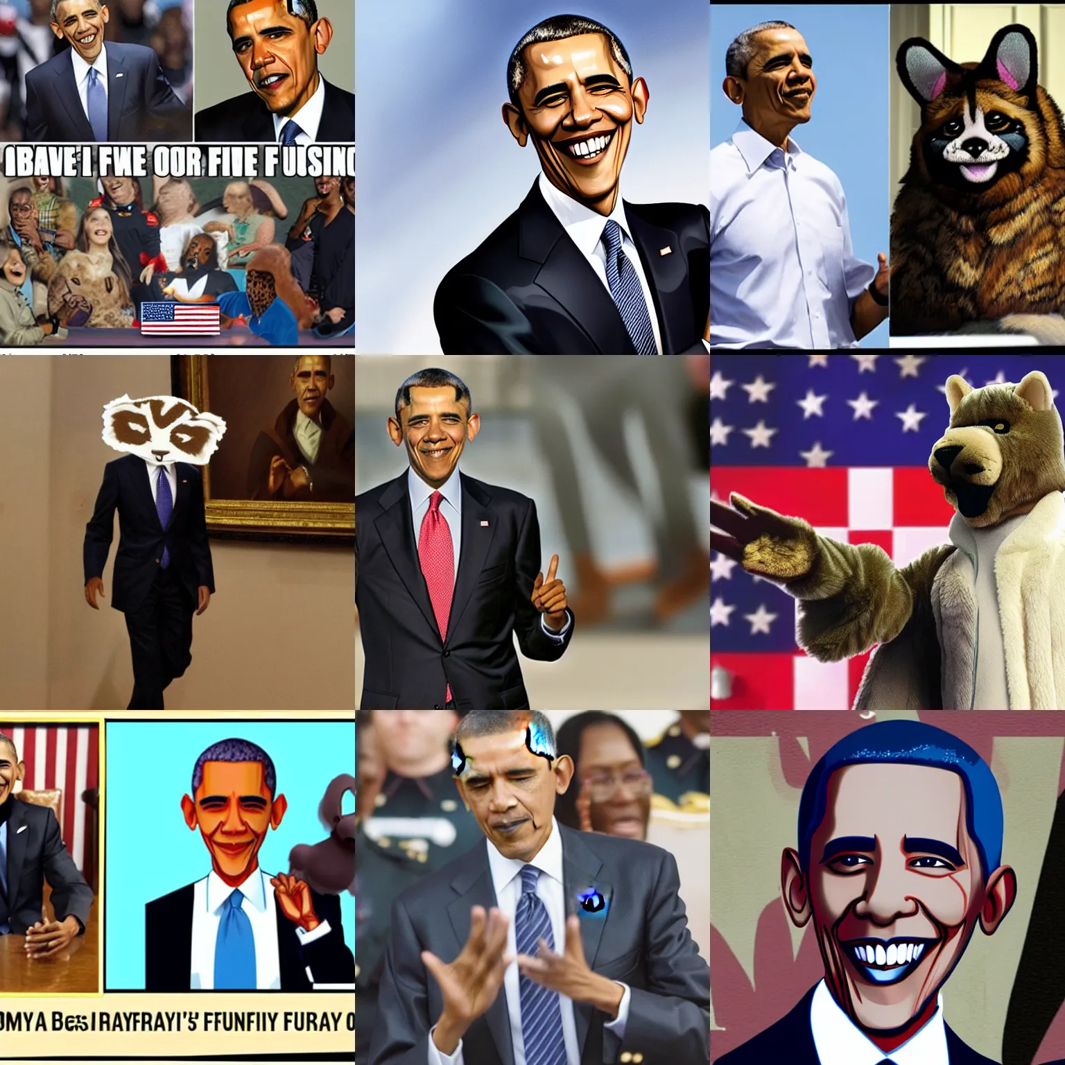 Prompt: obama comes out as a furry in his fursona