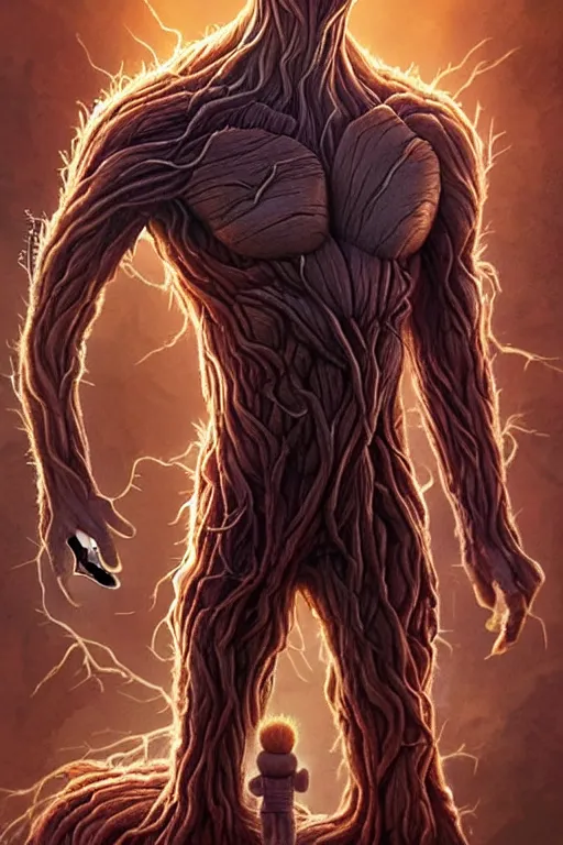 Image similar to Rahul Gandhi as groot, groot costume, Rahul Gandhi hairstyle, Groot body type, Rahul Gandhi Face, calm, cute, portrait, baby figure, highly detailed, digital painting, artstation, concept art, smooth, sharp focus, illustration, cinematic lighting, art by artgerm and greg rutkowski and alphonse mucha