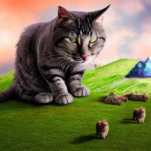 Image similar to giant cat eating the earth