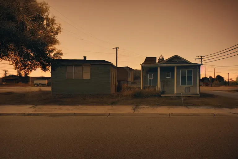 Image similar to a detailed photographic render of a 1 9 5 0 s american suburb at sunset by todd hido, photoreal, 4 k