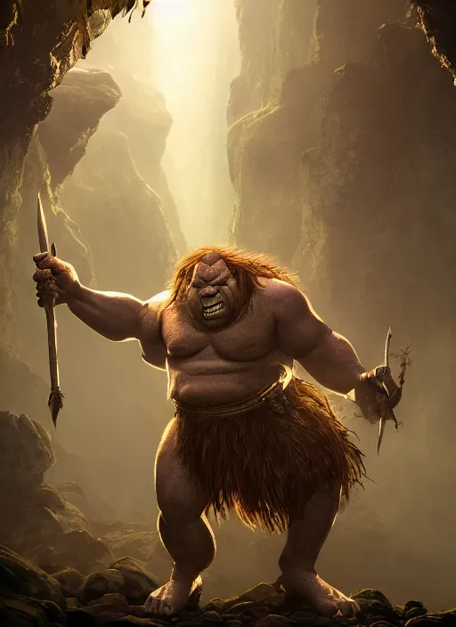 Image similar to troll ogre ultra detailed fantasy, elden ring, realistic, dnd character portrait, full body, dnd, rpg, lotr game design fanart by concept art, behance hd, artstation, deviantart, global illumination radiating a glowing aura global illumination ray tracing hdr render in unreal engine 5