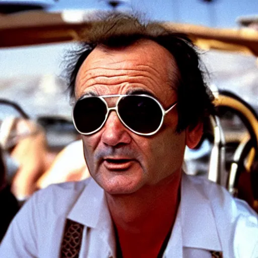 Image similar to bill murray in fear and loathing in las vegas, movie still, promotional shot