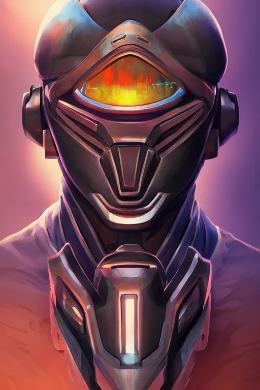 Image similar to epic mask helmet robot ninja portrait stylized as fornite style game design fanart by concept artist gervasio canda, behance hd by jesper ejsing, by rhads, makoto shinkai and lois van baarle, ilya kuvshinov, rossdraws global illumination radiating a glowing aura global illumination ray tracing hdr render in unreal engine 5