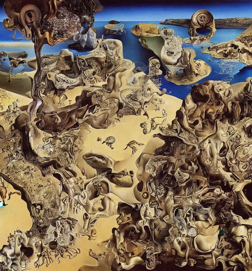 Prompt: the world between death and life, surrealistic extremely detailed painting, by edgar mueller and salvador dali