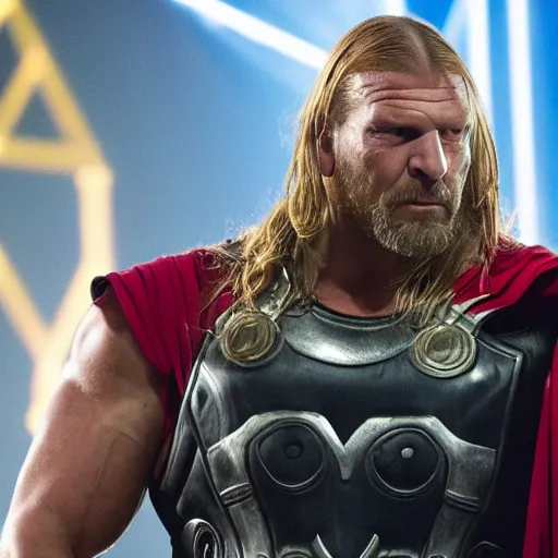 Image similar to triple h as thor entering the entrance of wwe stage