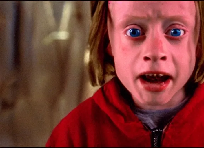 Image similar to the movie home alone starring the predator starring macaulay culkin vfx film