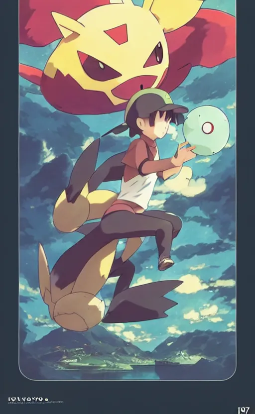 Prompt: a pokemon go card from 1 9 5 0, illustration, concept art, anime key visual, trending pixiv fanbox, by wlop and greg rutkowski and makoto shinkai and studio ghibli and kyoto animation and ken sugimori, symmetrical features, pocket monster companion, box art