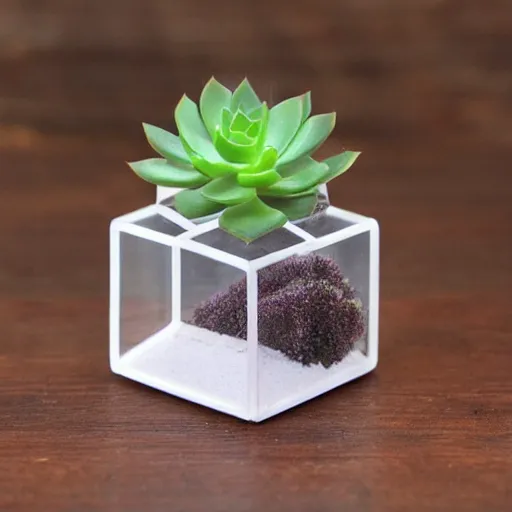 Image similar to geometric decorative terrarium cube for small succulent