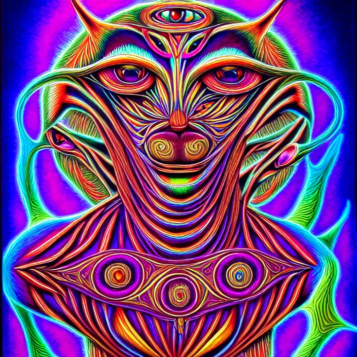 Prompt: psychedelic fursuiters, by alex grey, intricate details, artstation, furry, beautiful