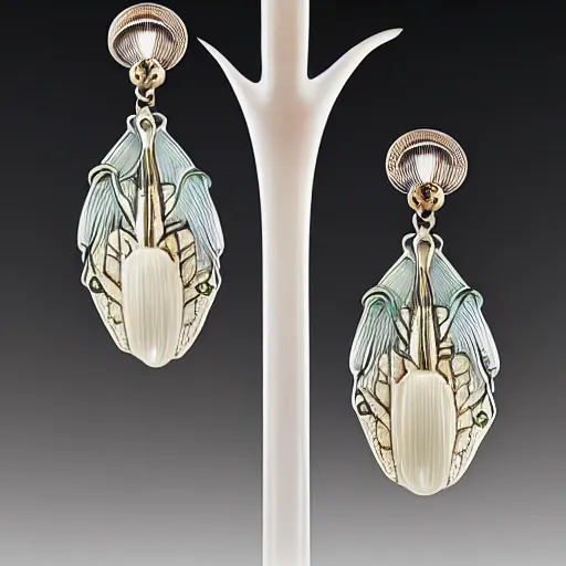 Image similar to a rene lalique made earring in the style of artnouveau