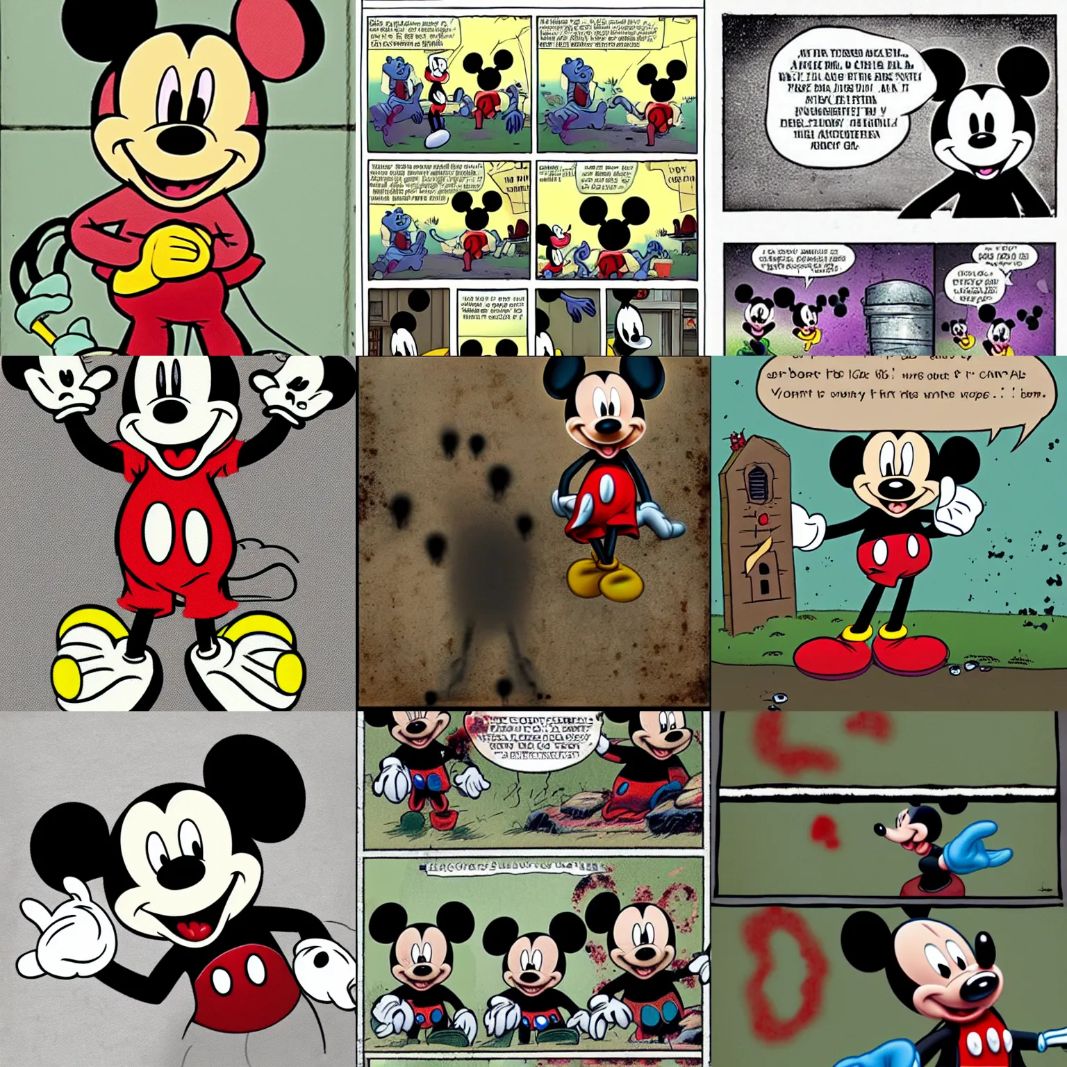 Prompt: mickey mouse in the zombie apocalypse