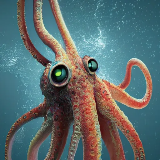 Prompt: hyperrealistic mixed media image of a cephalopod with proportional human hands, stunning 3 d render inspired art by xiang duan and thomas eakes, perfect symmetry, realistic, highly detailed attributes and atmosphere, dim volumetric cinematic lighting, 8 k octane extremely hyper - detailed render, post - processing, masterpiece,