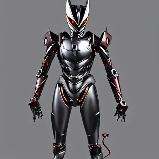 Image similar to Biomechanical Kamen Rider, glowing eyes, daytime, grey rubber undersuit, Guyver Dark Hero inspired armor