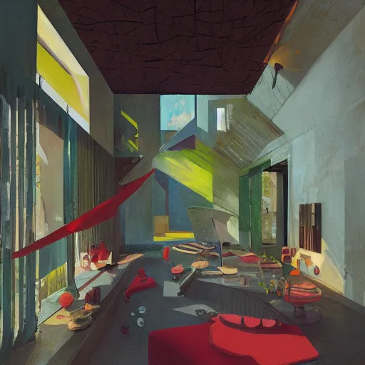 Prompt: casa de vidro, lina bo bardi, painting by atey ghailan, masterpiece