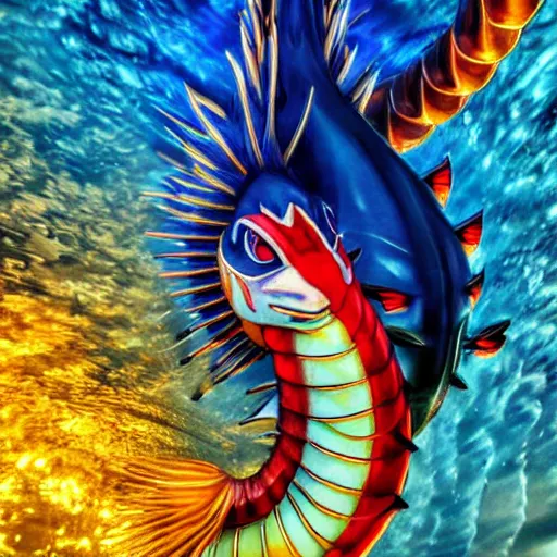 Image similar to national geographic photo of gyarados, pokemon in the wild, intricate, portrait, 8 k highly professionally detailed, hdr, award winning