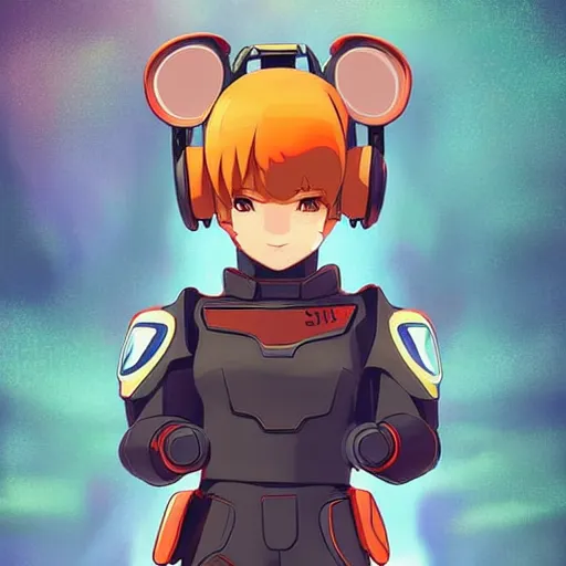 Image similar to Mouse mecha pilot by Kuvshinov Ilya, very very very very very very cute, Anime Key Visual, dramatic wide angle, by Studio Trigger, daily deviation, trending on artstation, faved watched read, sharp focus, makoto shinkai traditional illustration collection aaaa updated watched premiere edition commission ✨ whilst watching fabulous artwork \ exactly your latest completed artwork discusses upon featured announces recommend achievement