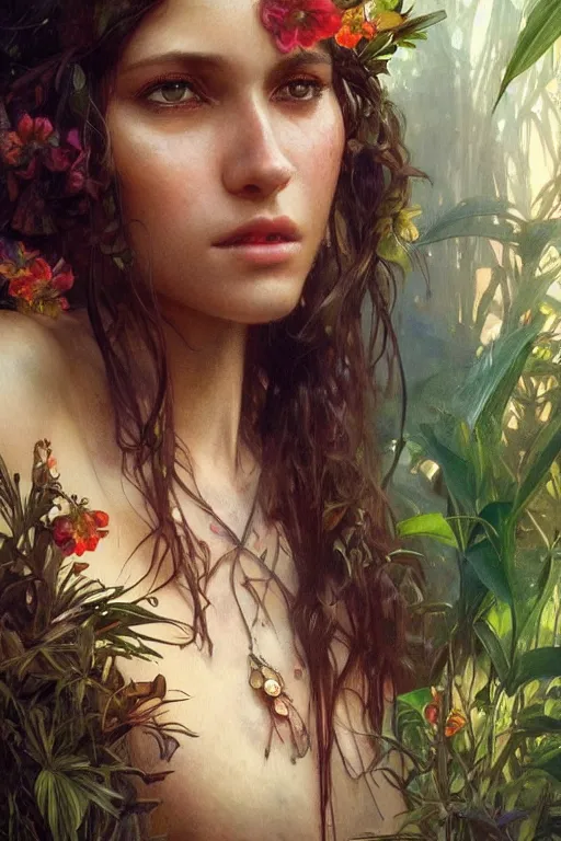 ultra realistic illustration, bohemian girl in jungle, | Stable ...