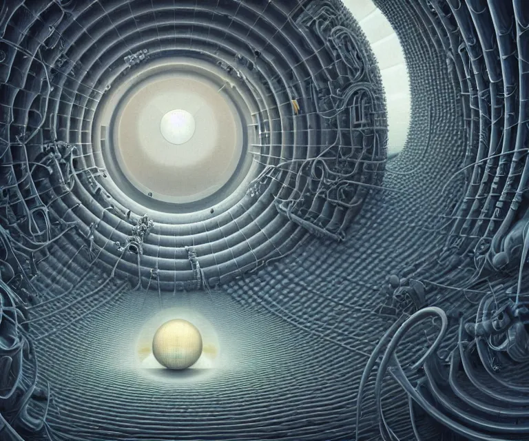 Prompt: hyper detailed 3d render like a Oil painting - inside a dyson sphere, futuristic science fiction vibe, by Jacek Yerka, Mariusz Lewandowski, Houdini algorithmic generative render, Abstract brush strokes, Masterpiece, Edward Hopper and James Gilleard, Zdzislaw Beksinski, Mark Ryden, Wolfgang Lettl, hints of Yayoi Kasuma, octane render, 8k, wide angle shot