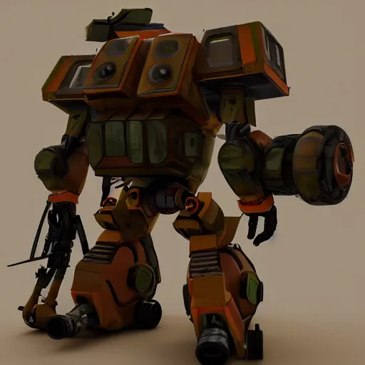 a military combat walking tank mech with orange - | Stable Diffusion ...