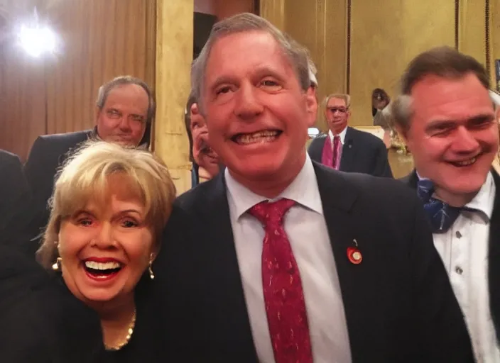 Prompt: a politician photo op with the devil