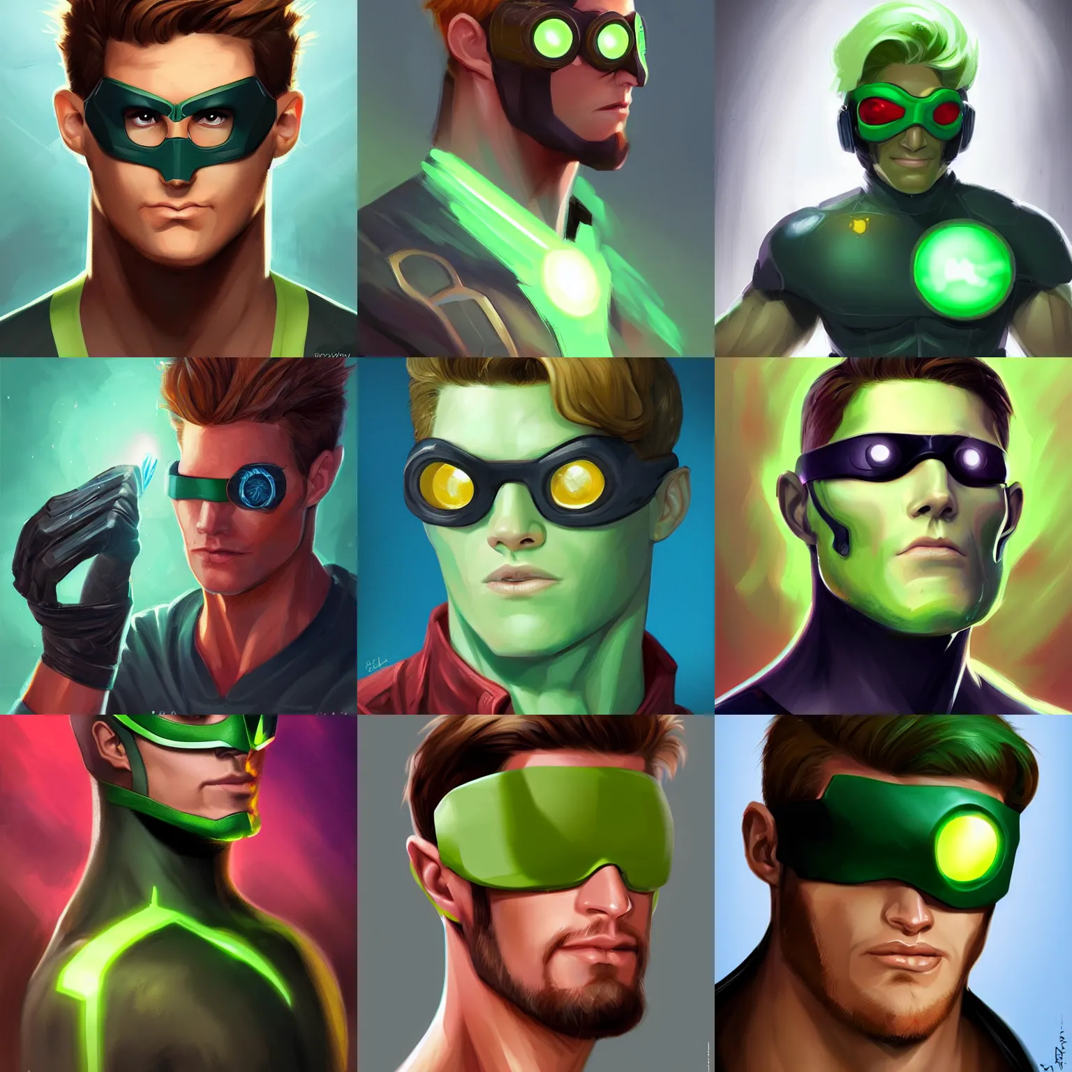 Prompt: character concept portrait, green scott summers cyclops, digital painting, concept art, smooth, sharp focus, illustration, artgerm