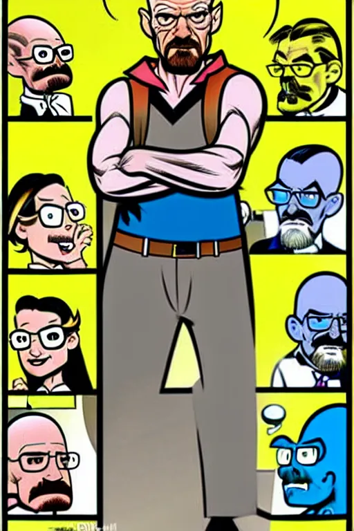 Image similar to walter white, in the style of dan decarlo, as drawn by dan decarlo for archie comics,