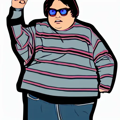 Image similar to andy milonakis & clark duke hybrid, vector, svg sticker art