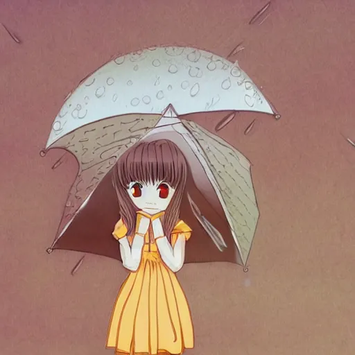 Image similar to rain, pattern, anime 1 9 8 0, umbrella, girl