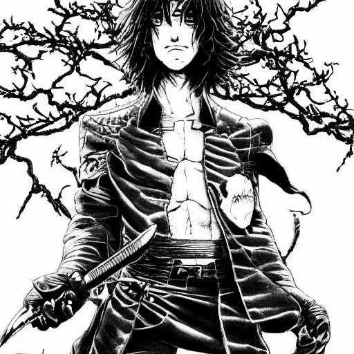 Image similar to pen and ink!!!! attractive 22 year old Gantz monochrome!!!! Frank Zappa x Daniel Radcliff highly detailed manga Vagabond!!!! telepathic floating magic swordsman!!!! glides through a beautiful!!!!!!! battlefield magic the gathering dramatic esoteric!!!!!! pen and ink!!!!! illustrated in high detail!!!!!!!! graphic novel!!!!!!!!! by Juan Francisco Casas and Hiroya Oku!!!!!!!!! MTG!!! award winning!!!! full closeup portrait!!!!! action manga panel