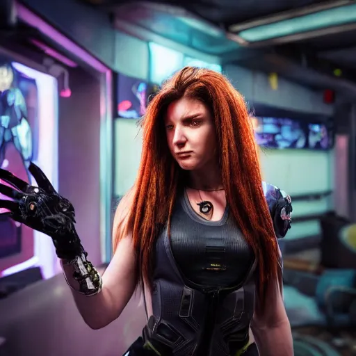 Image similar to high quality portrait of Kerrigan from starcraft in a cyberpunk cyberpunk cyberpunk cafe, realism, 8k, award winning photo