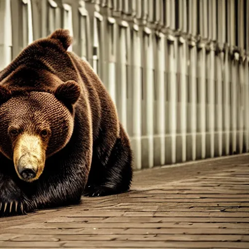 Image similar to a drunk bear in Berlin at night, 8k photography, award winning photo, highly detailed