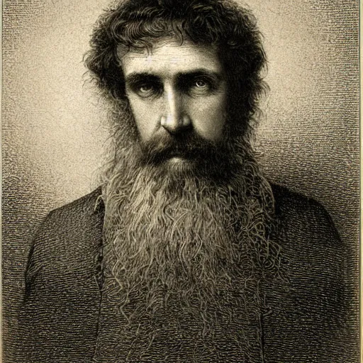 Prompt: portrait by gustave dore