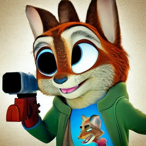 Image similar to “portrait of a cartoon animal, zootopia movie style, pointing a laser gun at the camera, digital art, 4k, award winning”