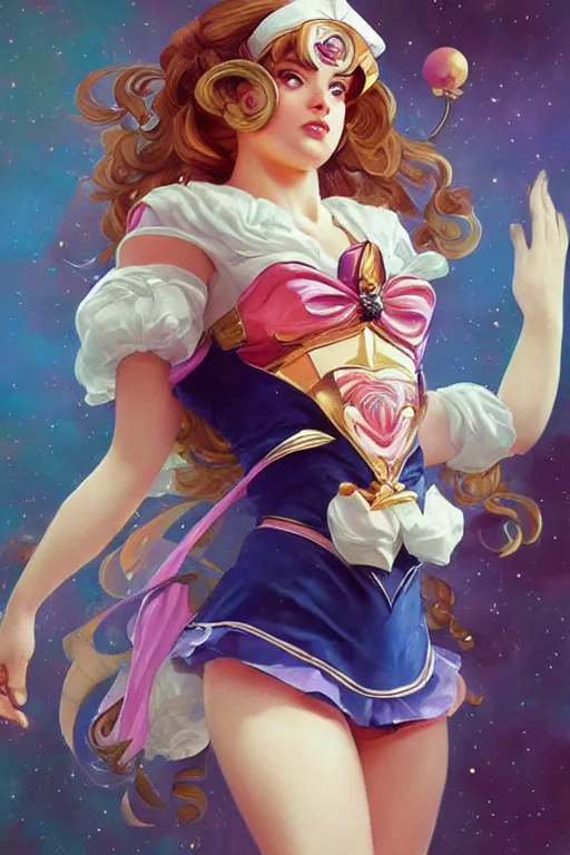 Image similar to Danny devito cosplaying as sailor moon, intricate, elegant, highly detailed, digital painting, artstation, concept art, smooth, sharp focus, illustration, art by artgerm and greg rutkowski and alphonse mucha