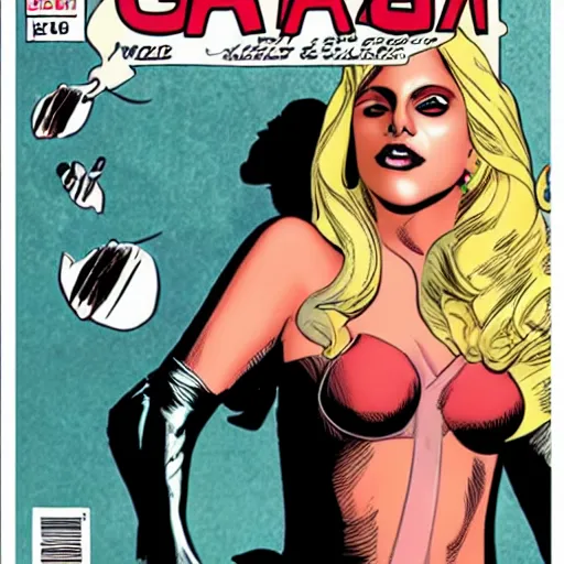 Prompt: lady gaga on the cover of a comic book