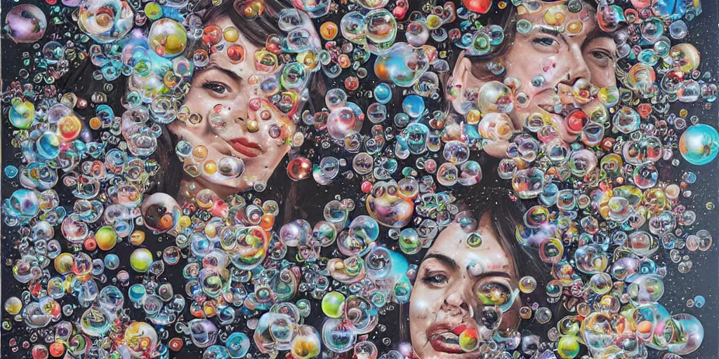 Prompt: multiverse bubbles in the sky, by sandra chevrier