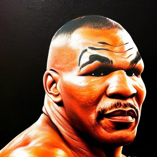 Prompt: highly detailed painting of mike tyson by rembrandt