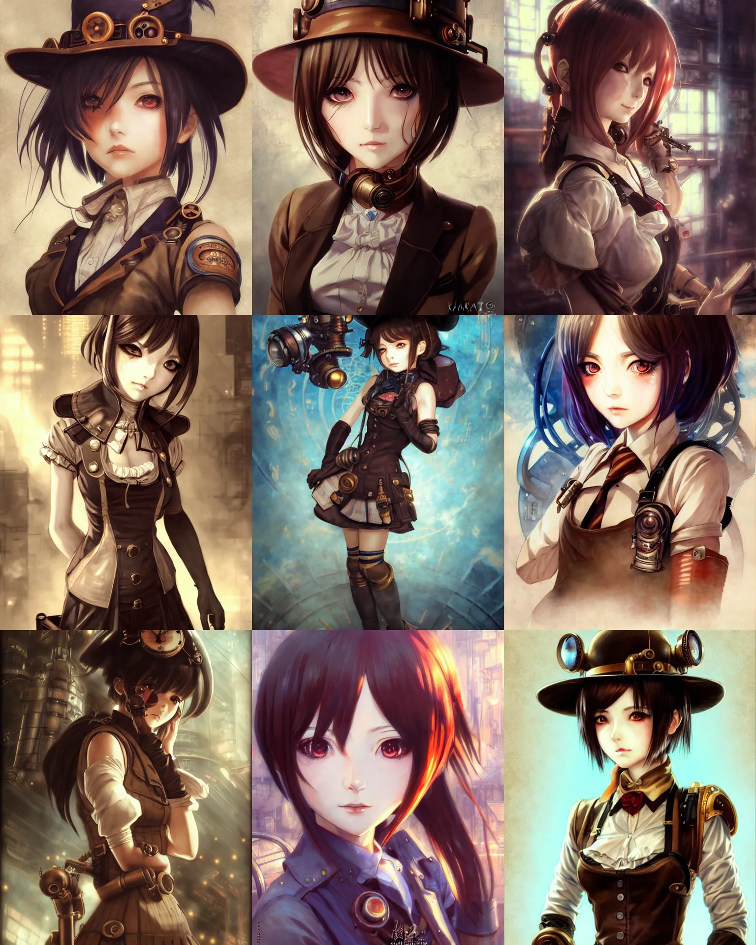 Image similar to portrait anime girl steampunk cute - fine - face, pretty face, realistic shaded perfect face, fine details. anime. bioshock steampunk realistic shaded lighting by katsuhiro otomo ghost - in - the - shell, magali villeneuve, artgerm, rutkowski jeremy lipkin and giuseppe dangelico pino and michael garmash and rob rey