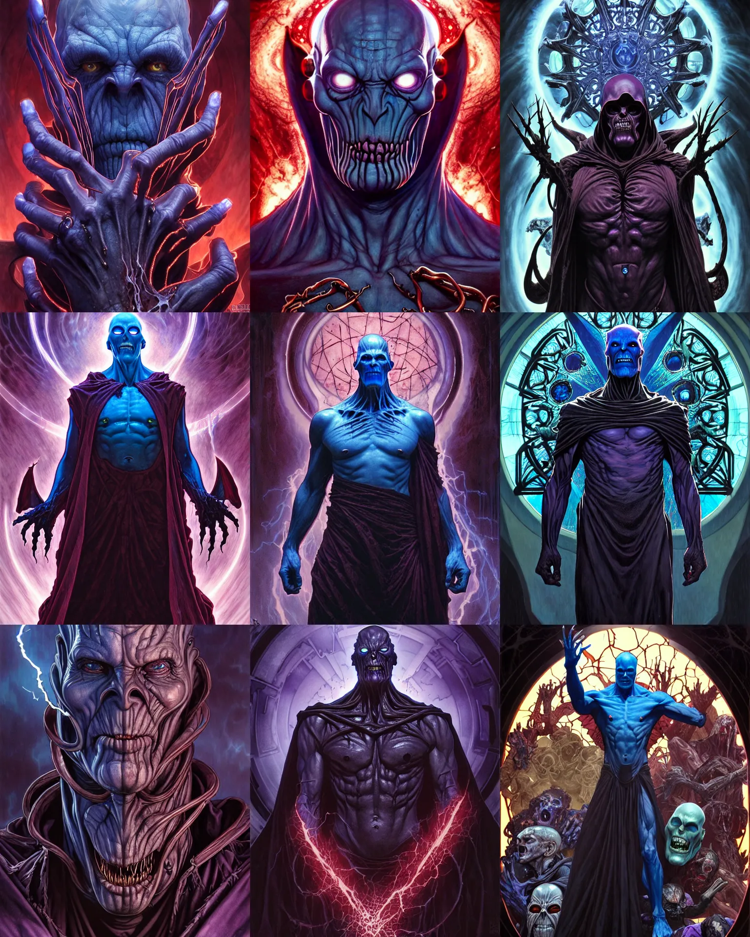 Prompt: the platonic ideal of dark templar of cletus kasady ultimate carnage thanos dementor doctor manhattan chtulu nazgul, detailed, intricate, hyperrealism, intense, scary, decay, dmt, art by brock hofer and artgerm and greg rutkowski and alphonse mucha