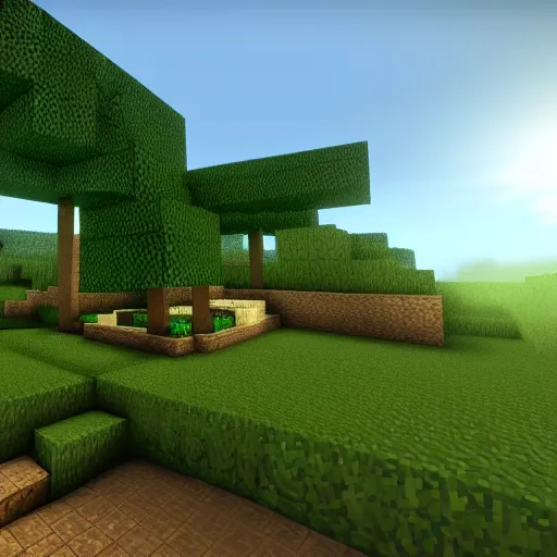 Image similar to next generation minecraft, ps5, unreal engine, epic light, foliage