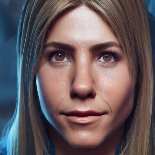 Image similar to portrait of aniston, 8 k uhd, unreal engine, octane render in the artstyle of finnian macmanus, john park and greg rutkowski