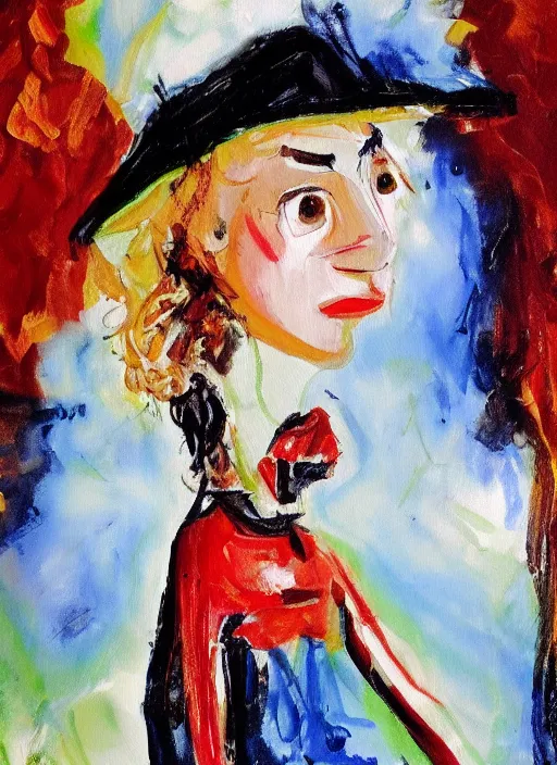 Image similar to a painting of AnnaSophia Robb in style of Chaim Soutine