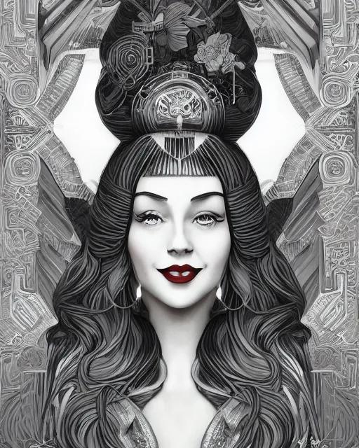 Prompt: portrait of a smiling woman, art deco style, beautiful, elegant, mesmerizing, concept art, fancy clothing, highly detailed, smooth, fantastical, cinematic, intricate linework, artstation, trending, behance, deviantart, sana takeda