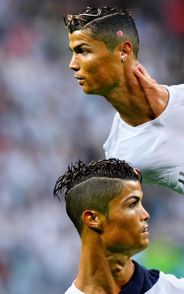 Image similar to cristiano ronaldo with a mohawk hair