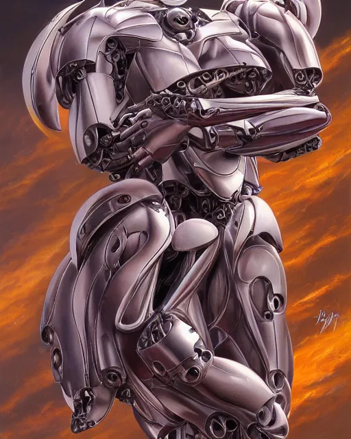 Image similar to mew two, smooth design, mecha by frank franzetta, biomechanical, 4 k, hyper detailed