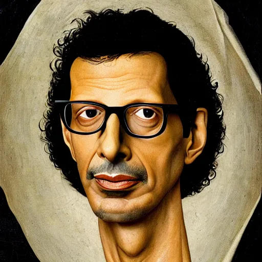 Image similar to portrait of jeff goldblum by hieronymous bosch