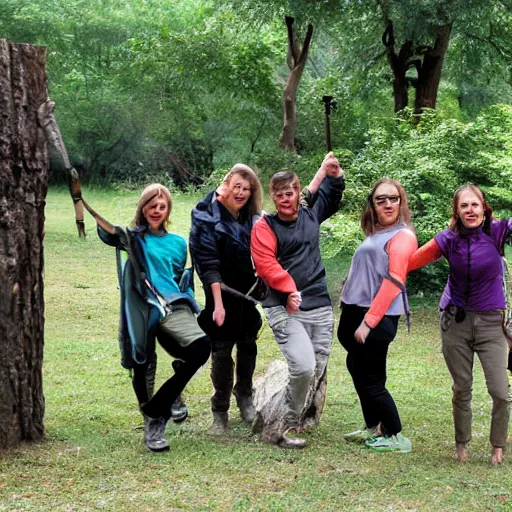 Image similar to 4 adventurers taking group photo