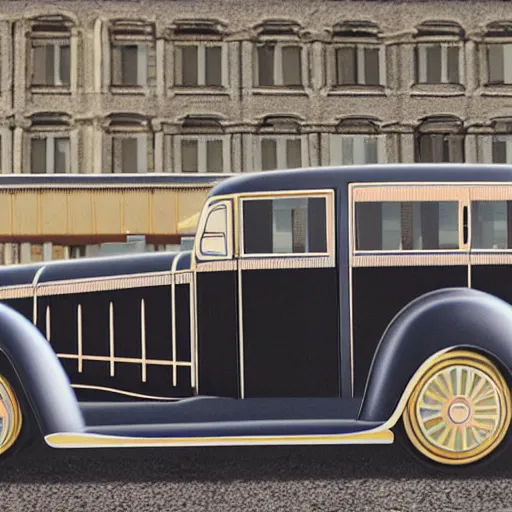 Prompt: art deco lady by the car city scenic, detailed, photorealistic