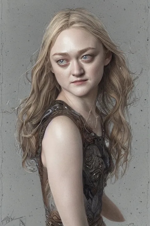 Prompt: Dakota Fanning as a ruggedly handsome hero, intricate, elegant, highly detailed, centered, digital painting, artstation, concept art, smooth, sharp focus, illustration, art by artgerm and donato giancola and Joseph Christian Leyendecker, WLOP