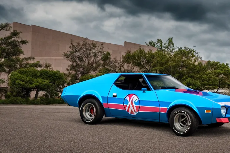 Image similar to 1974 AMC AMX/3 Gremlin in the Pixar Cars Movie universe, XF IQ4, 150MP, 50mm, F1.4, ISO 200, 1/160s, natural light, Adobe Photoshop, Adobe Lightroom, photolab, Affinity Photo, PhotoDirector 365